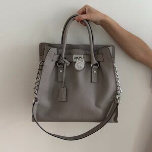 Michael Kors Hamilton Saffiano Leather Satchel – Grey
